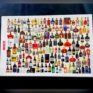 Jigsaw puzzle, 1000 pcs, with colorful array of liquor, beer, wine and spirits.